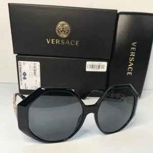 New Authentic Versace VE 4395 Plastic Womens Square Sunglasses Black 59mm Adult Versace VE 4395 Plastic Womens Square Sunglasses Havana 59mm  main image 2